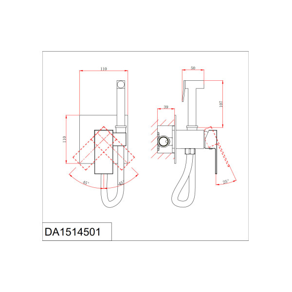 Смеситель для биде D&K Bayern.Liszt с гигиеническим душем хром (DA1514508) Смеситель для биде D&K Bayern.Liszt с гигиеническим душем хром (DA1514508)