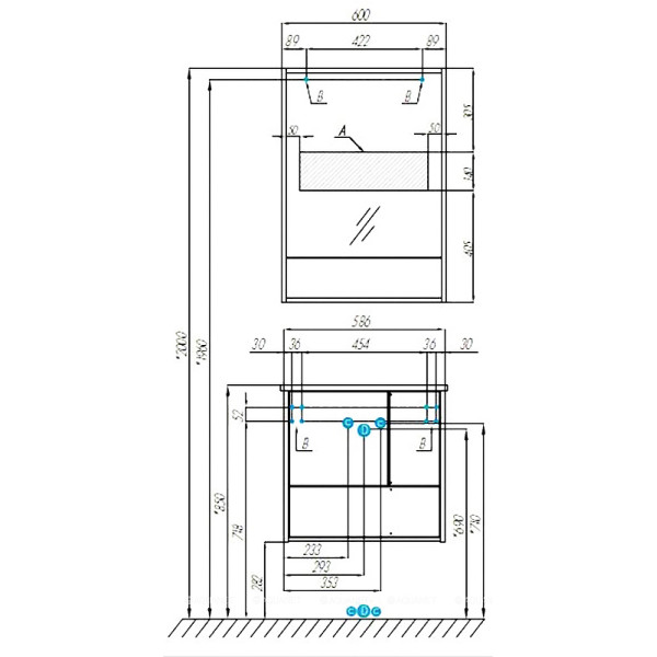 Шкаф зеркальный Aquaton Ривьера 60 (1A238902RVX20)