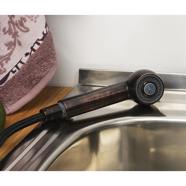 Смеситель для кухни WasserKRAFT с выдвижным изливом, темная бронза (A8247)