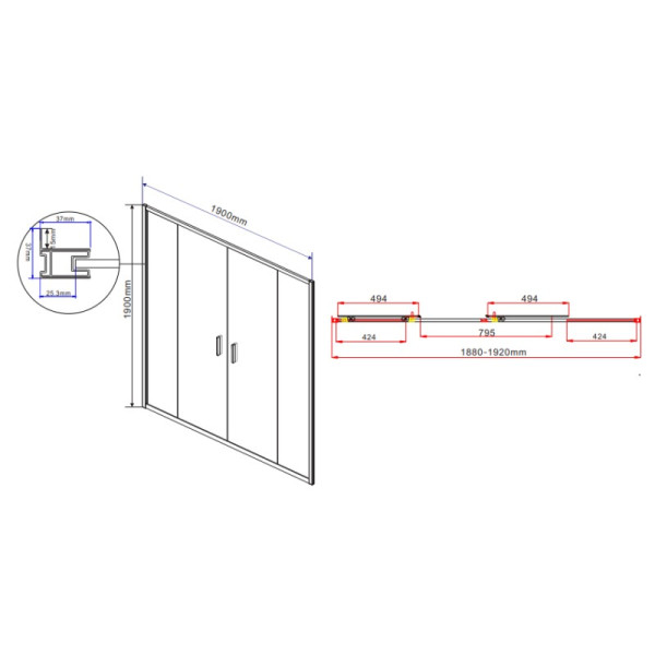 Душевая дверь Vincea Garda VDS-1G2 1900х1900 стекло прозрачное, профиль хром (VDS-1G2190CL)