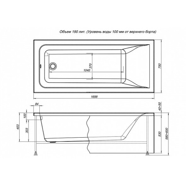Ванна акриловая Aquanet Bright 170х75 без гидромассажа Ванна акриловая Aquanet Bright 170х75 без гидромассажа