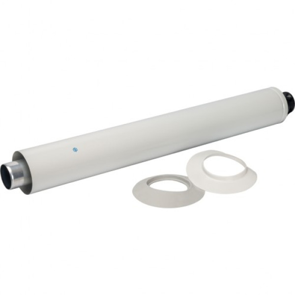 Элемент дымохода DN 60/100 конечный участок 830 мм дымохода для горизонт. прохода через стену с оголовком из пластика SCA-6010-000830