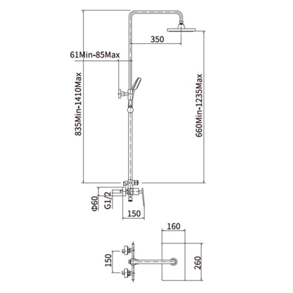 Душевая система Fashun хром (A2457)