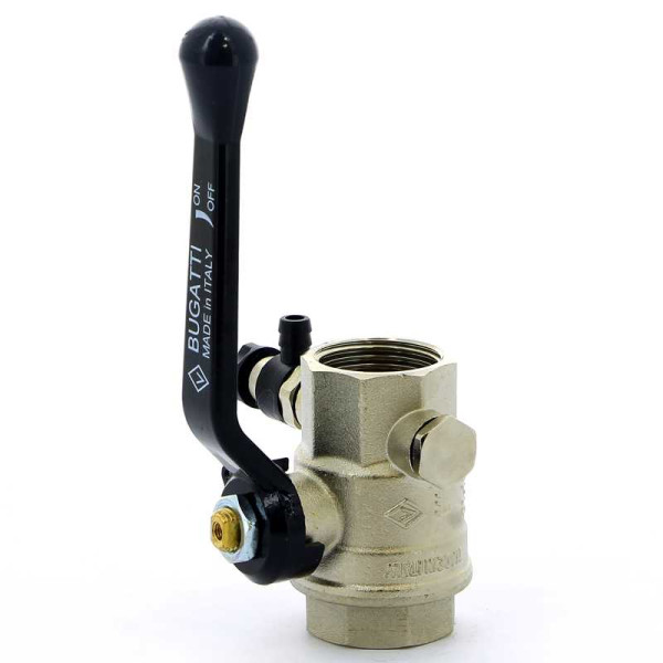 Кран Bugatti 1" шаровый с воздухоотводчиком Oregon 330 (черная ручка) (03300029)