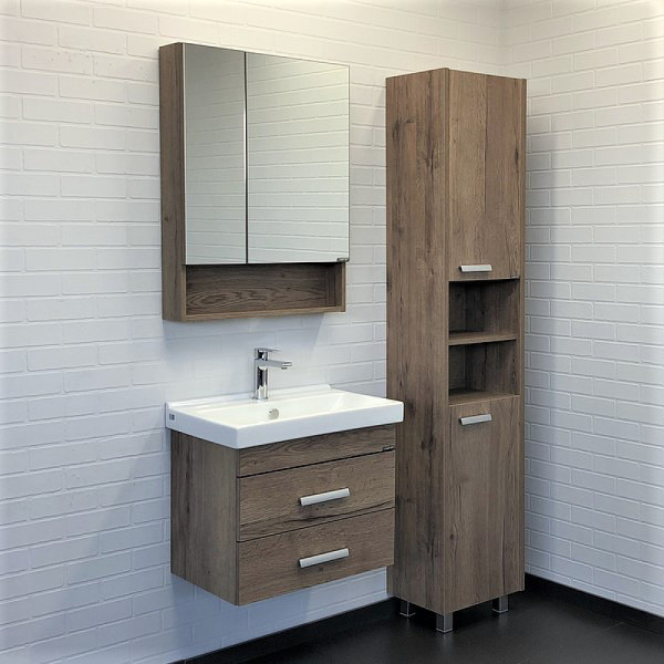 Тумба подвесная с раковиной Comforty Никосия 600x400x530 дуб темный (00-00008853) Тумба подвесная с раковиной Comforty Никосия 600x400x530 дуб темный (00-00008853)
