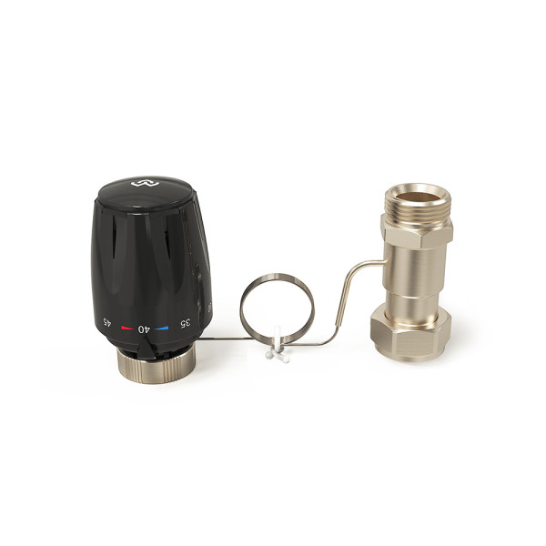 Головка термостатическая Varmega VM118 жидкостная M30x1,5 выносной проточный датчик 3/4" EK (черная) (VM11801)