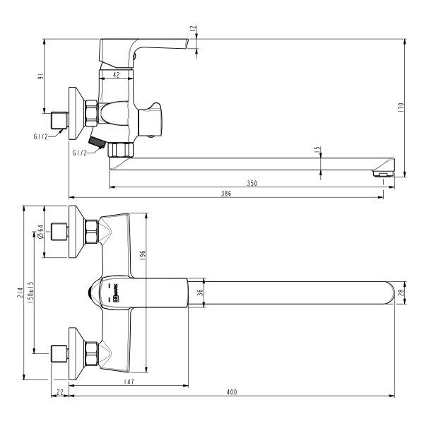 Смеситель для ванны и душа lemark Ursus черный (LM7251BL)