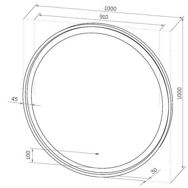 Зеркало с подсветкой Континент Planet black Led D 1000 с бесконтактным сенсором (ЗЛП683)