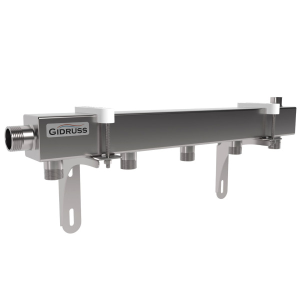 Коллектор распределительный Gidruss DMSS-25-20x5 (магистральное подкл. G 1", 5 контуров G 3/4", воздухоотвод. Rp 1/2", нерж ст.) (1G 00325 17) Коллектор распределительный Gidruss DMSS-25-20x5 (магистральное подкл. G 1", 5 контуров G 3/4", воздухоотвод. Rp 1/2", нерж ст.) (1G 00325 17)