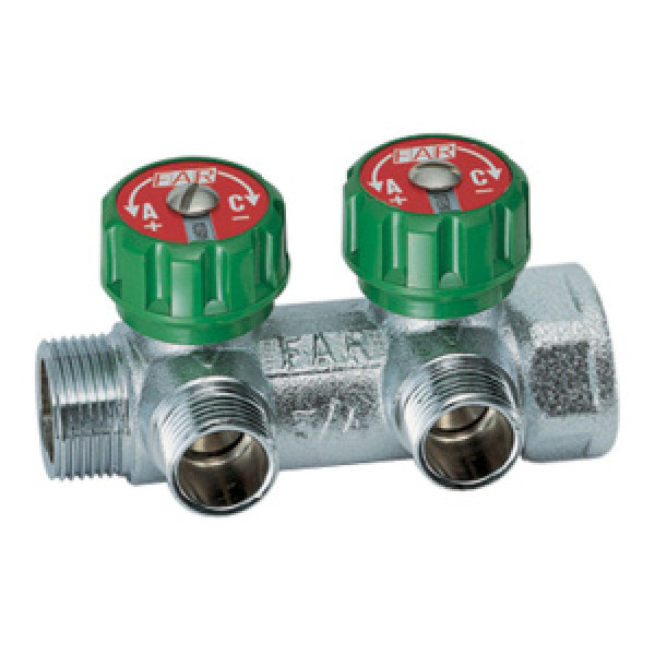 Коллектор 2 отвода регулируемый 3/4"x1/2"EU MULTIFAR с вставкой под плоское уплотнение, хром (FK 3821 3412UN) Коллектор 2 отвода регулируемый 3/4"x1/2"EU MULTIFAR с вставкой под плоское уплотнение, хром (FK 3821 3412UN)