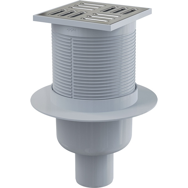 Душевой трап Alcaplast 105*105/50 прямой сток, решетка нержавеющая сталь, гидрозатвор комбинированный SMART (APV32)