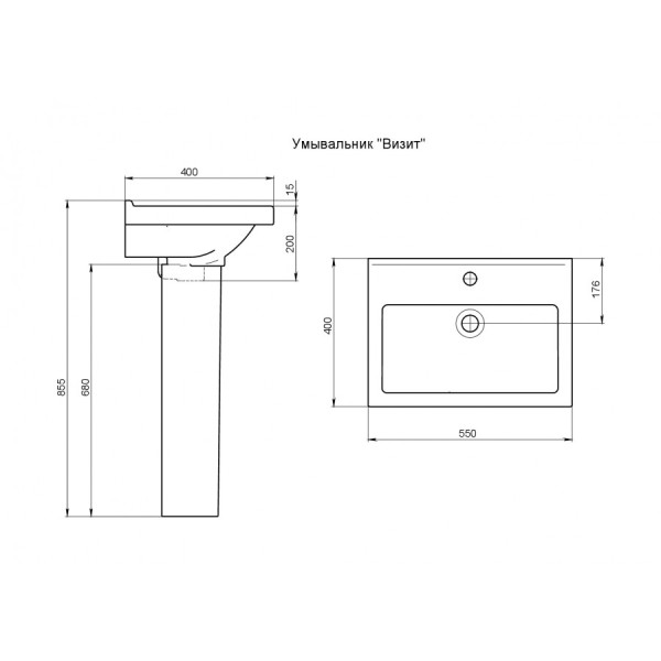 Раковина подвесная Santeri Визит 55x40x215 белая (1.3115.3.S00.11B.0) Раковина подвесная Santeri Визит 55x40x215 белая (1.3115.3.S00.11B.0)