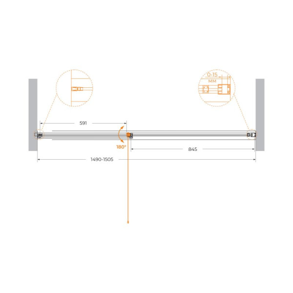 Душевая дверь Cezares Urban 150x195 стекло прозрачное, профиль хром (URBAN-B-12-150-C-CR)