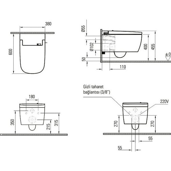 Унитаз подвесной Vitra V-Care Basic интеллектуальный (5674B003-6193)