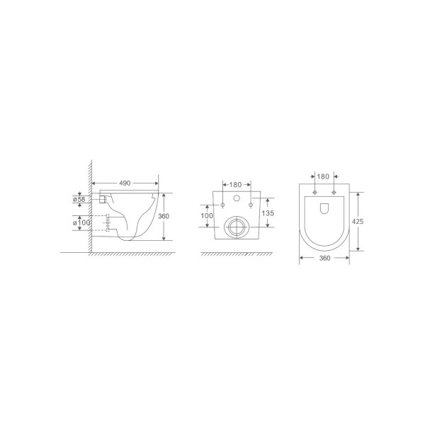 Комплект инсталляция с унитазом Berges Atom кнопка хром глянец, унитаз Okus Rimless 49 см, сиденье с soft-close (043395)