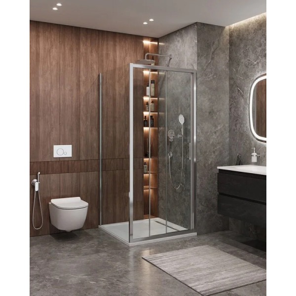 Душевой уголок Cezares Molveno 100x80x195 стекло прозрачное, профиль хром (MOLVENO-AHF-31-100/80-C-CR-IV)