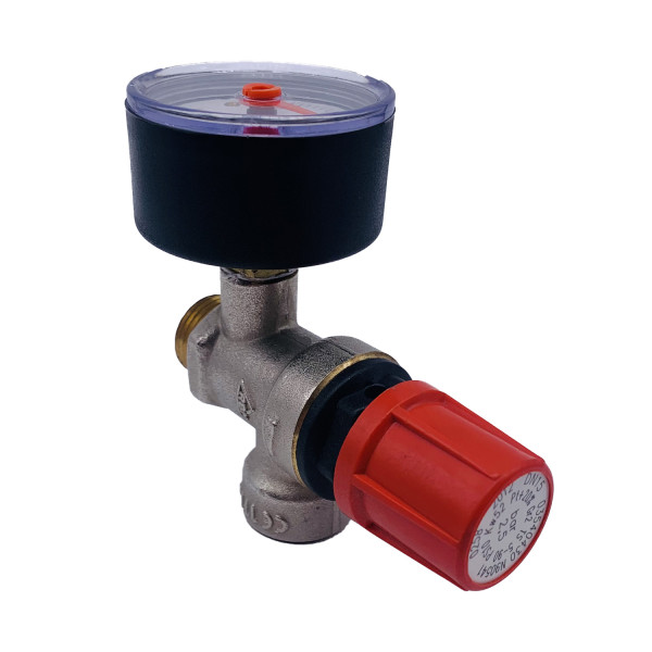 Клапан предохранительный с манометром RBM 1/2"ВН 2,5 бар (354.04.30)