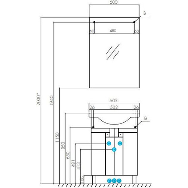 Зеркало Aquaton Фиджи 60 (1A179502FG010)