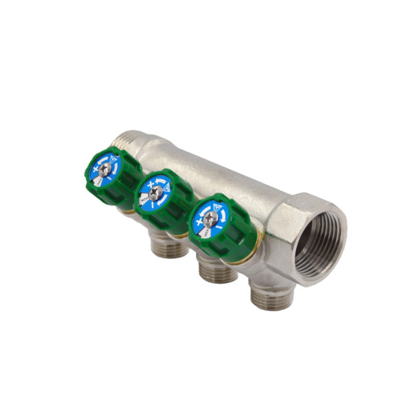 Коллектор 3 отвода регулируемый 1"х1/2(16) Okseler (никель) (oks00379)