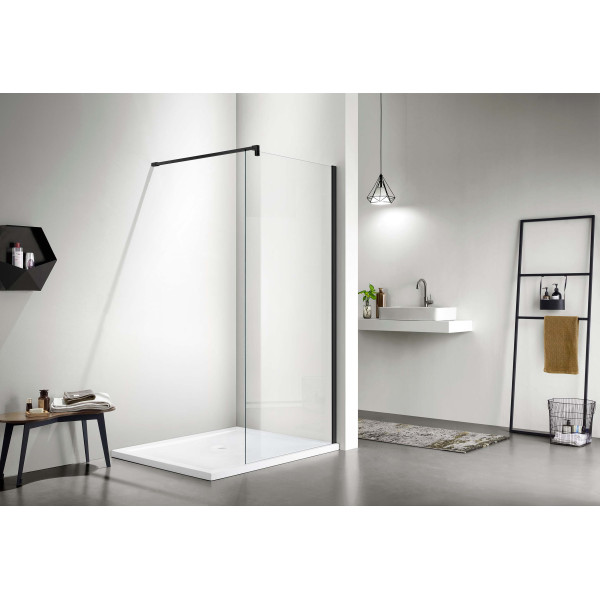 Душевая перегородка Aquatek 140x200 стекло прозрачное, профиль черный (AQ WIW 14020BL)