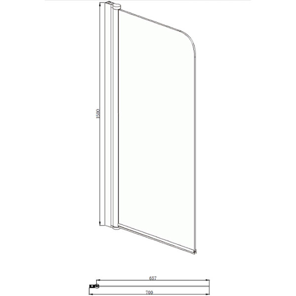Душевая шторка на ванну Azario Merrit 70х150 стекло прозрачное, профиль серебро (NF6211 700)