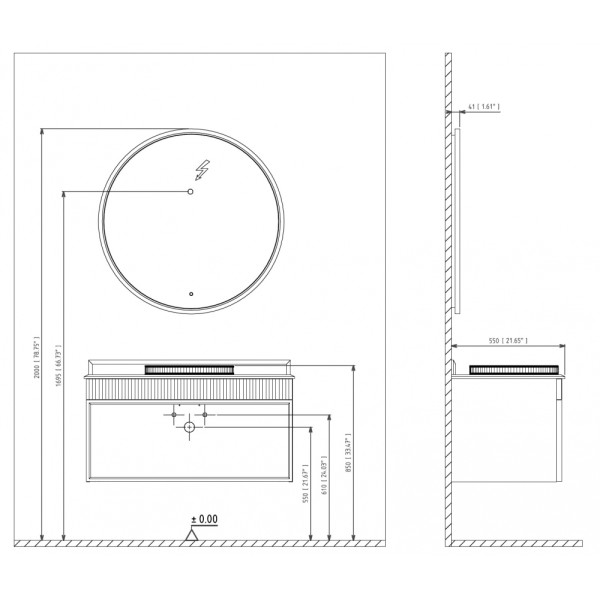 Зеркало с подсветкой Orka Molino 900x900x50 розовый матовый (3006250)