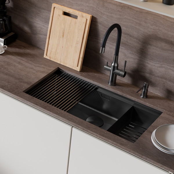 Мойка для кухни врезная Lemark Tabaga 820 820x440 черный матовый (9932136) Мойка для кухни врезная Lemark Tabaga 820 820x440 черный матовый (9932136)