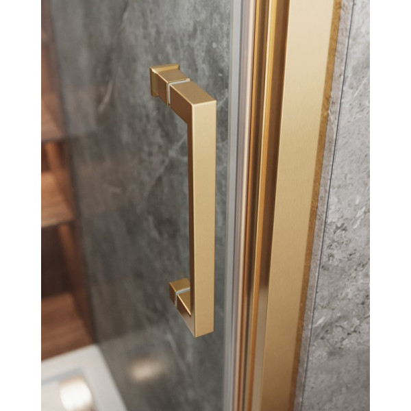 Душевой уголок Cezares Molveno 100x90x195 стекло прозрачное, профиль брашированное золото (MOLVENO-AHF-31-100/90-C-BORO-IV)