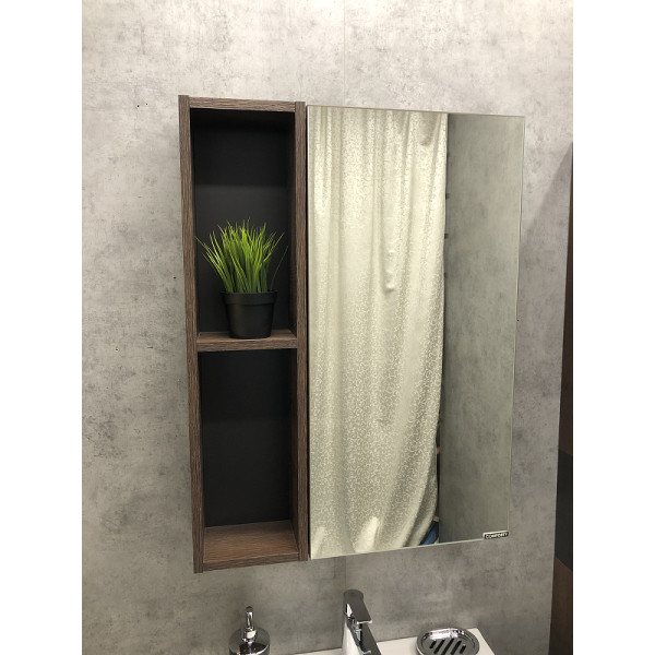 Шкаф зеркальный Comforty Франкфурт 600x140x800 дуб шоколадно-коричневый (00004150528)