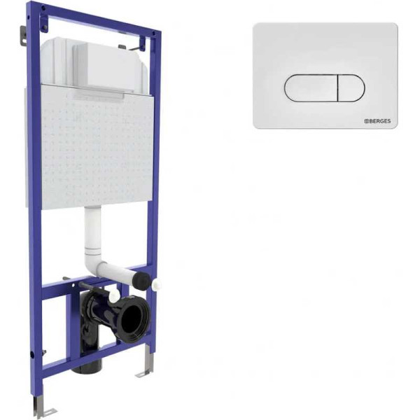 Инсталляция для подвесного унитаза Berges NOVUM D1 с клавишей (040231) белая