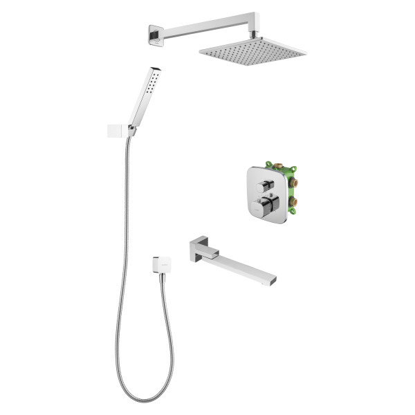 Смеситель для ванны и душа Swedbe Platta встраиваемый термостат с верхним душем и повортн.изливом хром (5563) Смеситель для ванны и душа Swedbe Platta встраиваемый термостат с верхним душем и повортн.изливом хром (5563)