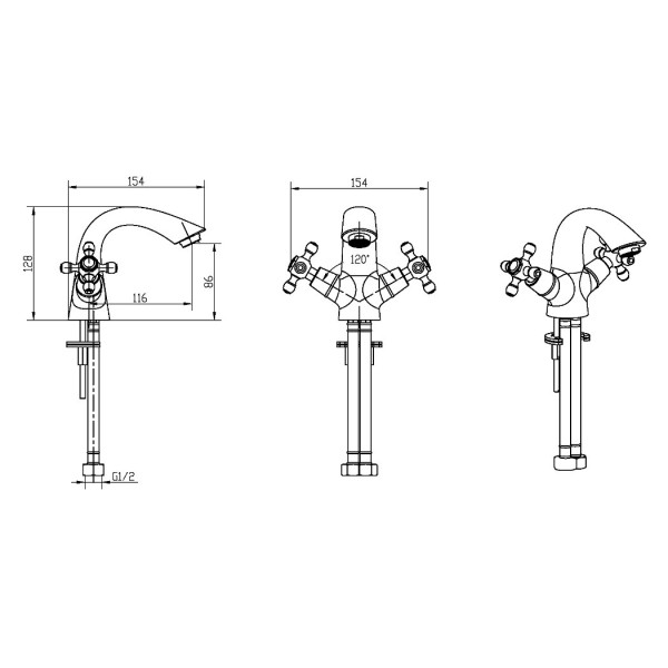 Смеситель для раковины Boheme Сamelia хром (271-Camelia)