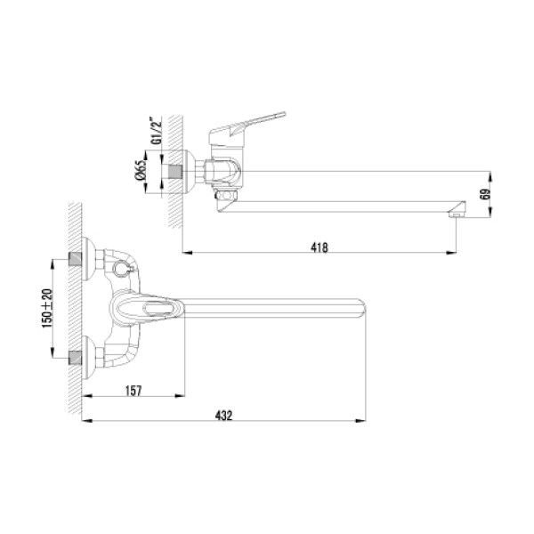 Смеситель для ванны и душа Lemark Luna (LM4117C)