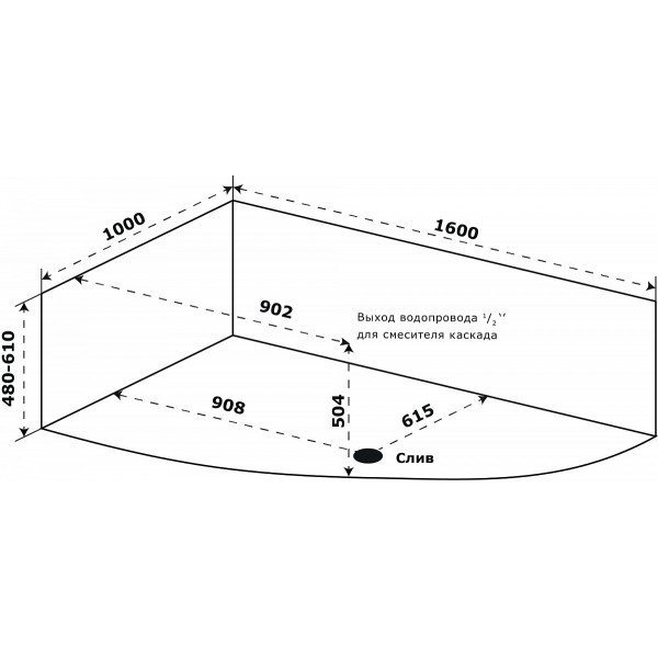 Ванна акриловая Azario Микона 160x100 левосторонняя (МИВ0001) Ванна акриловая Azario Микона 160x100 левосторонняя (МИВ0001)