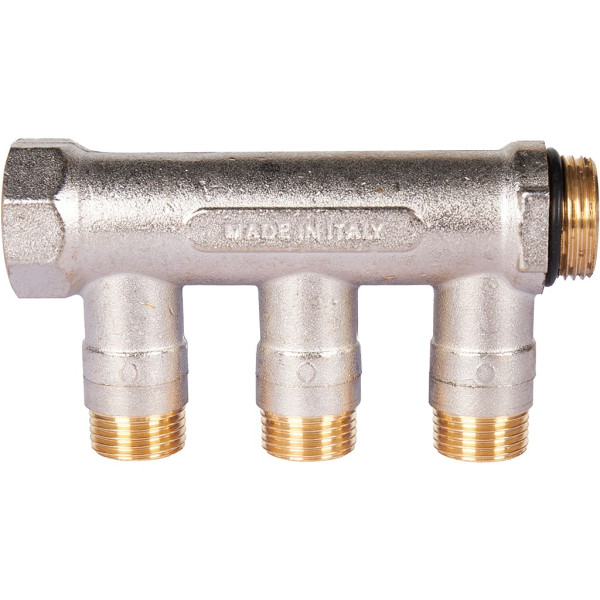 Коллектор 3 отвода с шаровыми клапанами 3/4"x1/2"(16) Stout (никель, синие ручки) (SMB-6211-341203) Коллектор 3 отвода с шаровыми клапанами 3/4"x1/2"(16) Stout (никель, синие ручки) (SMB-6211-341203)