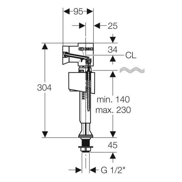 Арматура для бачка Aquatek 1/2" (AQ0005)