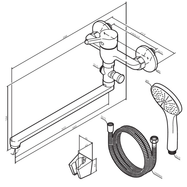 Смеситель для ванны и душа AM.PM X-Joy S черный (F85B90122) Смеситель для ванны и душа AM.PM X-Joy S черный (F85B90122)