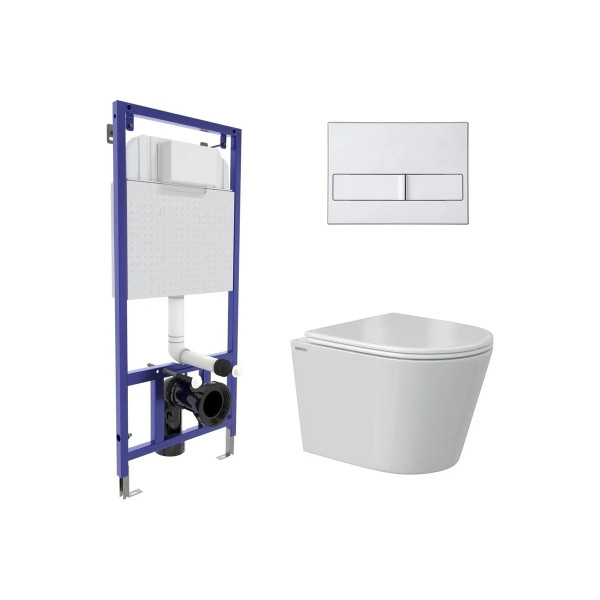 Комплект инсталляция с унитазом Berges Novum кнопка L2 матовый хром, унитаз Vita Rimless 49 см, сиденье с soft-close (043374) Комплект инсталляция с унитазом Berges Novum кнопка L2 матовый хром, унитаз Vita Rimless 49 см, сиденье с soft-close (043374)