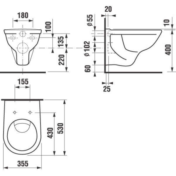 Унитаз подвесной Jika Lyra-Dino 530х355х340 (8.2137.0.000.000.3)