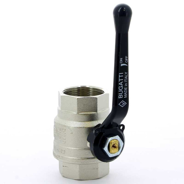 Кран Bugatti 1 1/2" ВВ шаровый New Jersey 910 (черная ручка) (09100016)