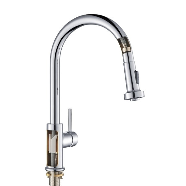 Смеситель для кухни Timo Saona хром, с выдвижным изливом (2316/00FL)