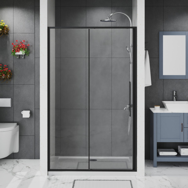 Дверь душевая Azario Shanghai 140x195 стекло прозрачное, профиль черный матовый (AZ-Y43-140-MB-CL)