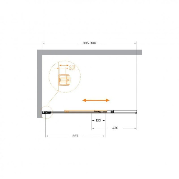 Душевая шторка для ванны Cezares Slider 90x7x150 стекло прозрачное, профиль брашированное золото (SLIDER-FIX-VF-11-90/150-C-BORO)