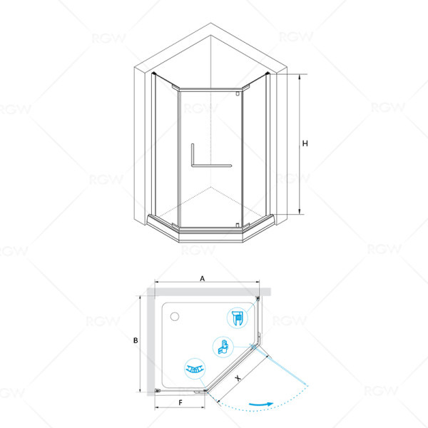 Душевой уголок RGW HO-081-B 100*100 стекло тонированное, профиль черный 350608100-34 Душевой уголок RGW HO-081-B 100*100 стекло тонированное, профиль черный 350608100-34
