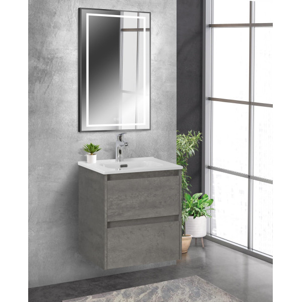 Зеркало BelBagno 500x32x900 в алюминиевой раме со встроенным светильником сенсорным выключателем и подогревом (SPC-KRAFT-500-900-LED-TCH-WARM-NERO)