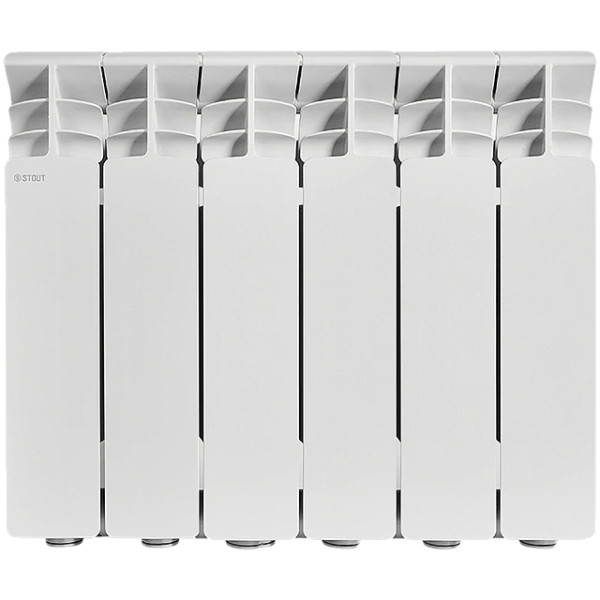 Радиатор алюминиевый Stout Gamma 350 (боковое подключение, 6 секции) (SRA-3310-035006)