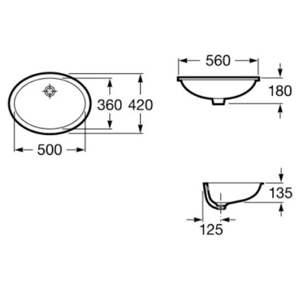 Раковина встраиваемая Roca Berna 56x42 встраиваемая (снизу) белая (7327871001)