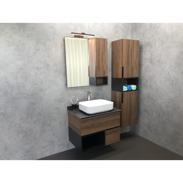 Шкаф зеркальный Comforty Штутгарт 750x160x800 дуб темно-коричневый (00004151037)