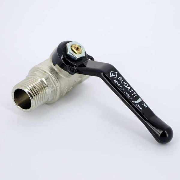 Кран Bugatti 1/2" ВН шаровый Arizona 605 (черная ручка) (06050007)