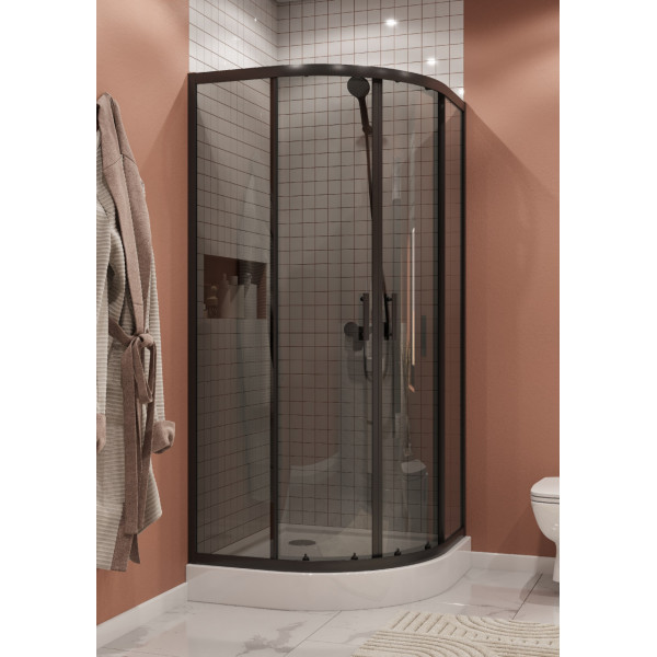Душевой уголок Santek Вэлия 90x90x195 стекло тонированное, профиль черный (1WH501799)